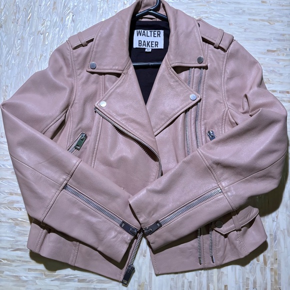 Light pink Walter Baker Moto Leather Jacket - Picture 2 of 5